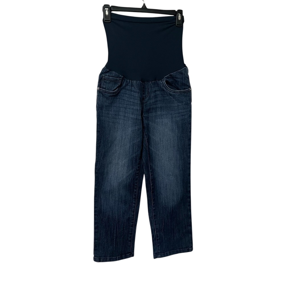 Oh Baby by Motherhood Womens Medium Dark Wash Secret Fit Belly Crop Jeans Capri